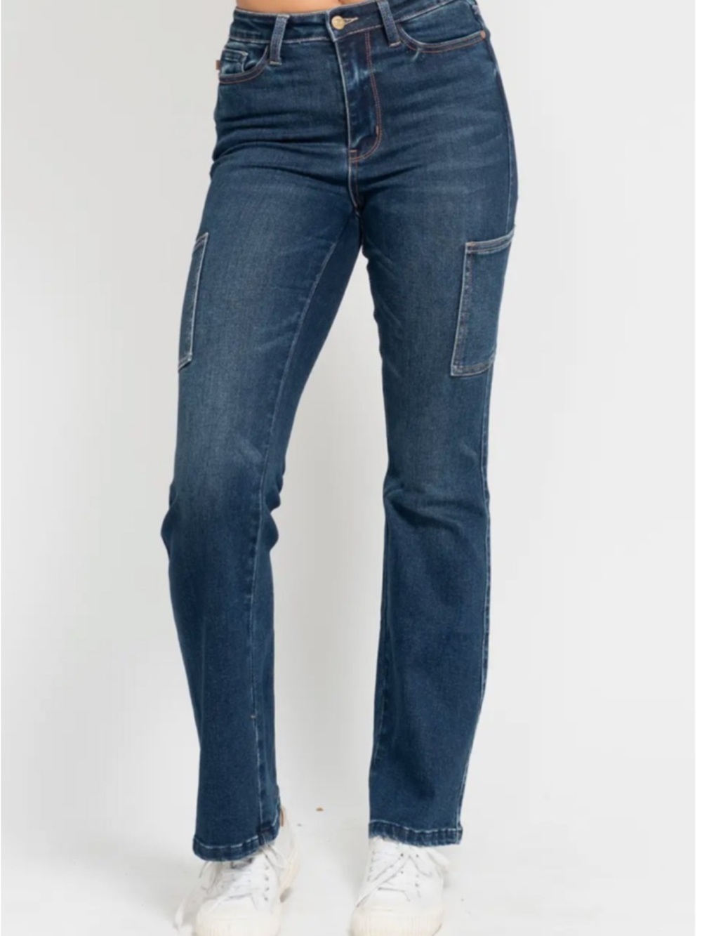 Judy Blue Catgo-Pocket Straight Leg Jeans - Dark Indigo Regular & Plus